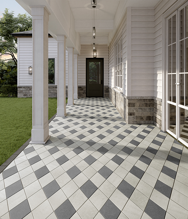 Diamond paver pattern walkway